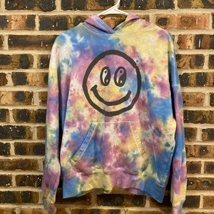 PACSun tie-dye smiley face hoodie, unisex Small